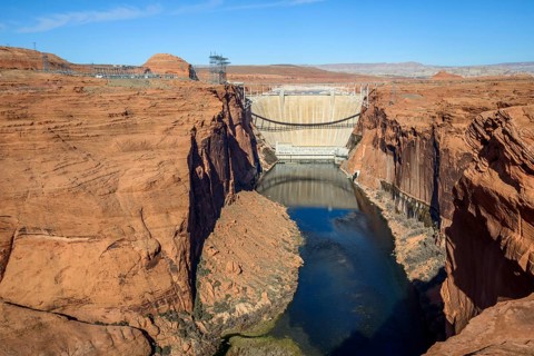 View of Glen Canyon Dam and Colorado River