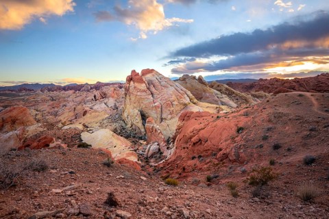 Colorful Red Orange Sunset Rock Formations