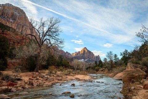 River Virgin River flows through Zion Canyon