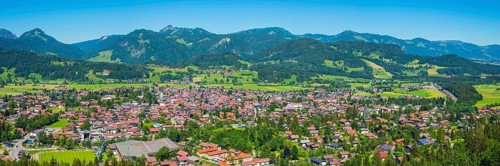 Panorama from the Schattenbergschanze to Oberstdorf
