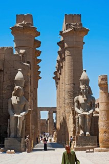 Pharaoh statues in front of Karnak Temple