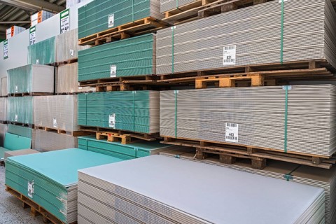 Plasterboard in hardware store