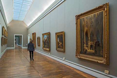 Exhibition room with paintings