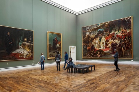 Exhibition room with paintings