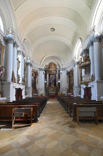Interior view of the monastery church with sanctuary