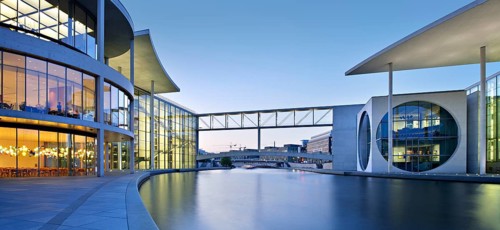 Marie Elisabeth Lueders Building and Paul Loebe Building on the river Spree