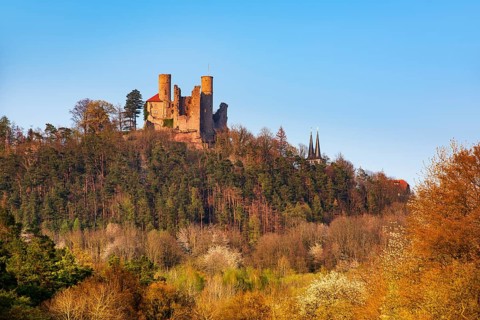 Ruin of Hanstein Castle in spring