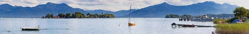 View of the Fraueninsel in the Chiemsee and the Kampenwand
