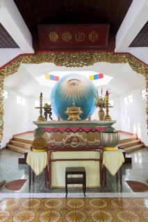 Religious symbol inside a Cao Dai temple