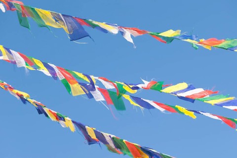 Colored prayer flags at Boudhanath stupa