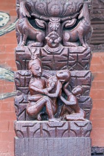 Erotic wood carvings at Bachhareshwari temple