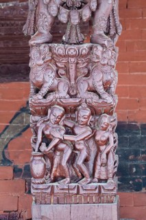 Erotic wood carvings at Bachhareshwari temple