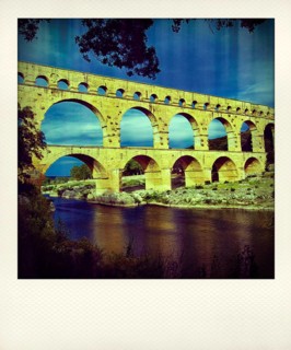 Polaroid effect on the Pont du Gard and river Gard