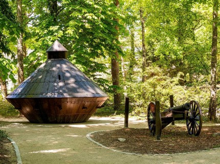 Invention of Leonardo da Vinci in the parc of Chateau du Clos Luce
