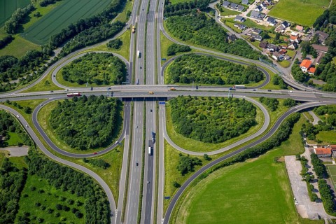 Motorway intersection A2 and main road B239 between Herford and Bad Salzuflen