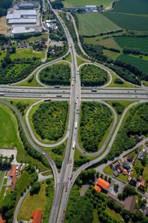 Motorway intersection A2 and main road B239 between Herford and Bad Salzuflen