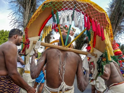 Kavadi dancers at the Hindu Sri Kamadchi-Ampal Temple Festival