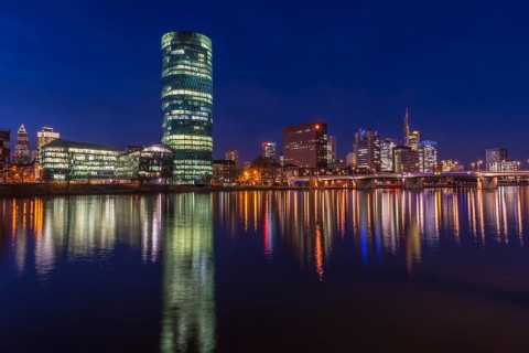 Skyline of Frankfurt with the Westhafen Tower