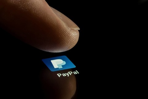 PayPal app icon on a display