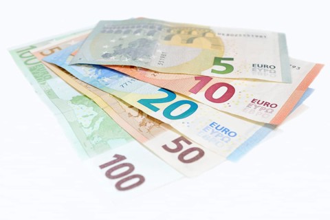 Various euro banknotes
