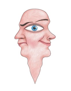 Head with two faces