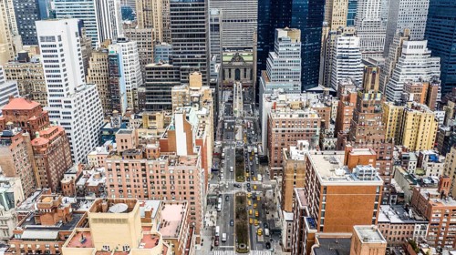 Looking north to Grand Central Terminal from Park Avenue and 35th street