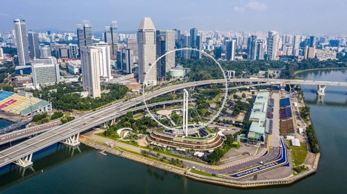 Skyline with Singapore Flyer