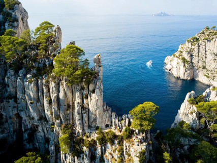Limestone rocks at the seashore