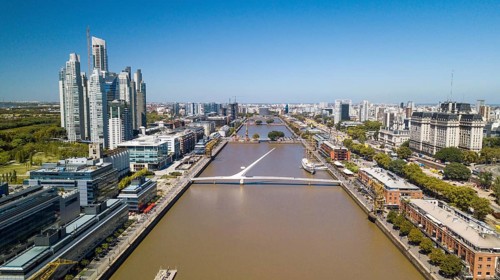 City view with Puente de la Mujer and Puerto Madero