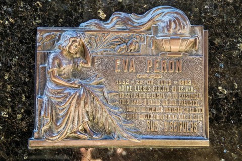 Commemorative sign on Eva Peron
