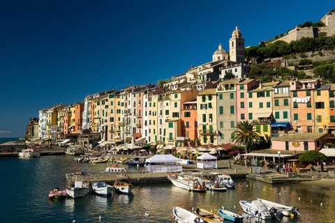 Colourful row of houses at the harbour