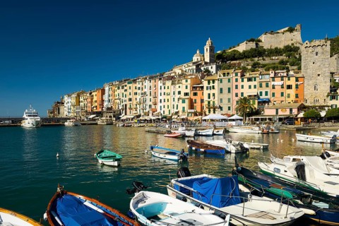 Colourful row of houses at the harbour