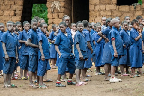 Schoolchildren in uniforms