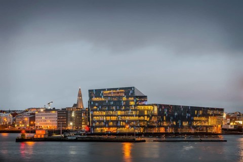 Harpa at dusk