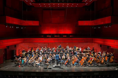 Icelandic Symphony Orchestra at orchestra rehearsal
