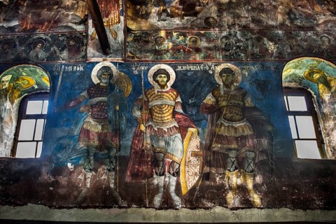 Old fresco in the church Kisha e Shen Kollit