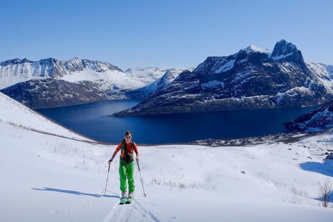 Woman ski touring