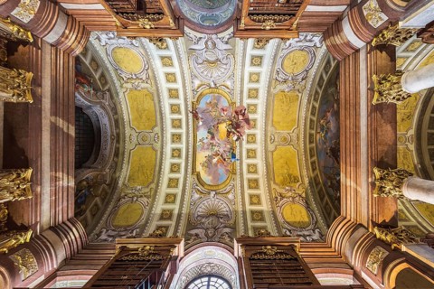 View of the ceiling of the Austrian National Library in Vienna