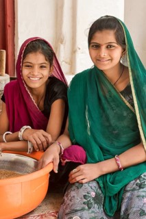 Girls doing housework