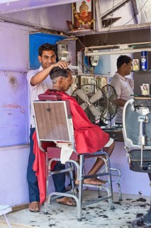 Customer at barber shop