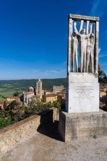 Monument against fascism and Nazism on hill above town