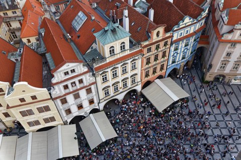 View from the Town Hall tower on colorful houses