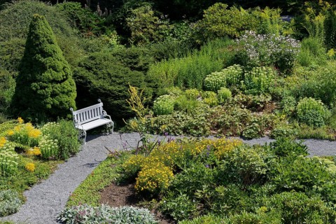 Bench in the garden on Petrin