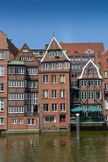 Historic brick houses on the waterfront