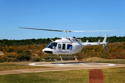 Helicopter on landing pad
