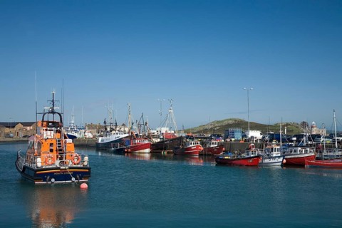 Boats in the harbour of Howth on the peninsula Howth Head