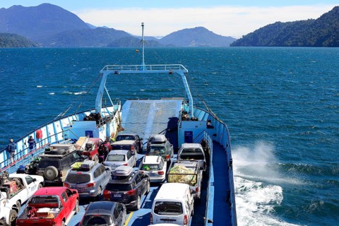 Loaded Car Ferry from Hornopiren to Leptepu