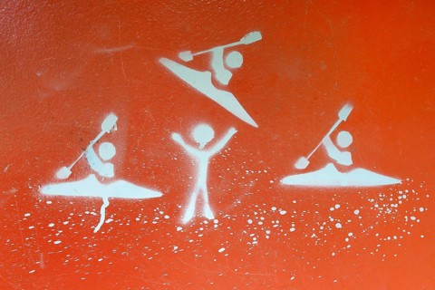 Pictogram with kayakers