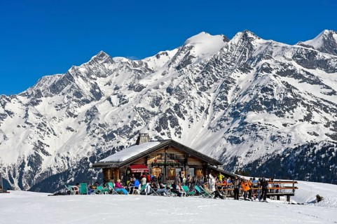 Mountain hut on slope, Les Contamines-Montjoie