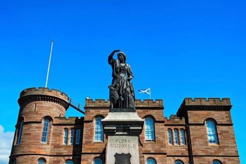 Memorial to Flora MacDonald in front of Inverness Castle